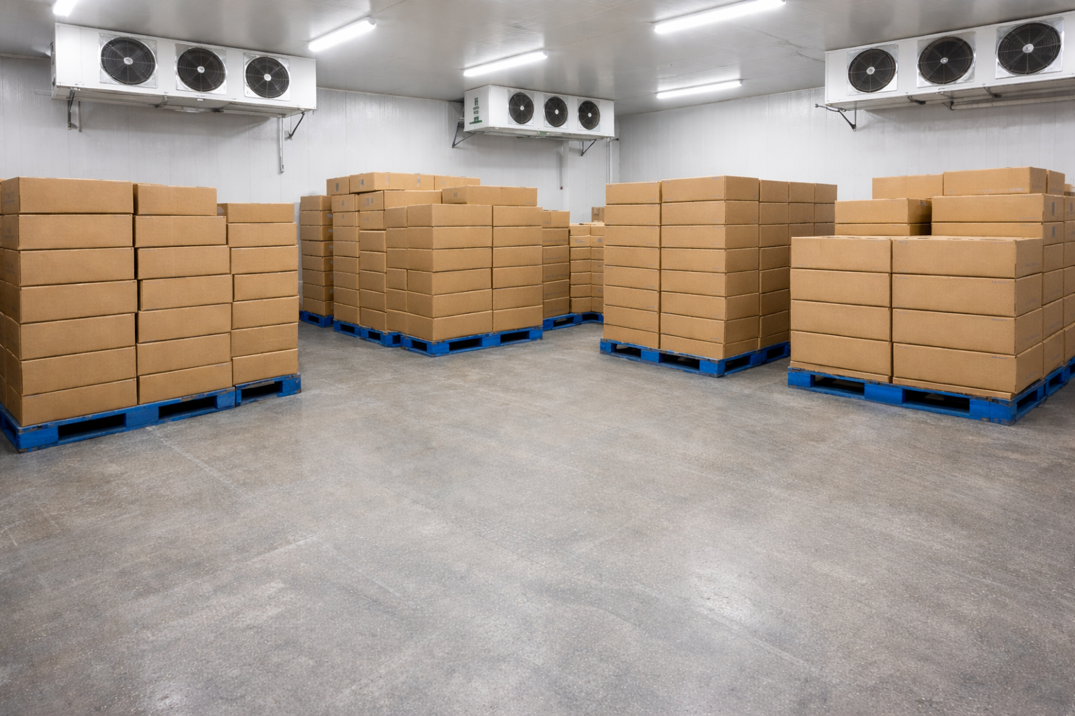Warehouse Of Stacked Cardboard Boxes